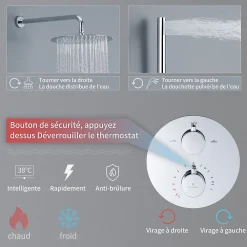 Colonne De Douche Encastrable|Homelody Encastré Colonne de Douche Thermostatique Système de Douche Rond Grande Douche de Tête Set de Douche Encastrée en Laiton Chromé