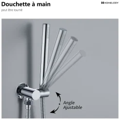 Colonne De Douche Encastrable|Homelody Encastré Colonne de Douche Thermostatique Système de Douche Rond Grande Douche de Tête Set de Douche Encastrée en Laiton Chromé