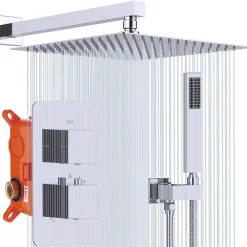 Colonne De Douche Encastrable|Homelody Encastré Colonne de Douche Thermostatique Système de Douche Grande Douche de Tête Set de Douche Encastrée en Laiton Chromé