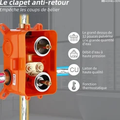 Colonne De Douche Encastrable|Homelody Encastré Colonne de Douche Thermostatique Système de Douche Grande Douche de Tête Set de Douche Encastrée en Laiton Chromé