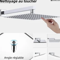 Colonne De Douche Encastrable|Homelody Encastré Colonne de Douche Thermostatique Système de Douche Grande Douche de Tête Set de Douche Encastrée en Laiton Chromé