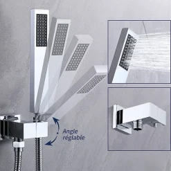 Colonne De Douche Encastrable|Homelody Encastré Colonne de Douche Thermostatique Système de Douche Grande Douche de Tête Set de Douche Encastrée en Laiton Chromé