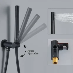 Homelody Encastré Ensemble de Douche Thermostatique Colonne de Douche Noir Système de douche Corps en Laiton