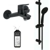 Robinet De Baignoire|Jacob Delafon Ensemble bain douche avec mitigeur mécanique mural Aimé noir + nettoyant