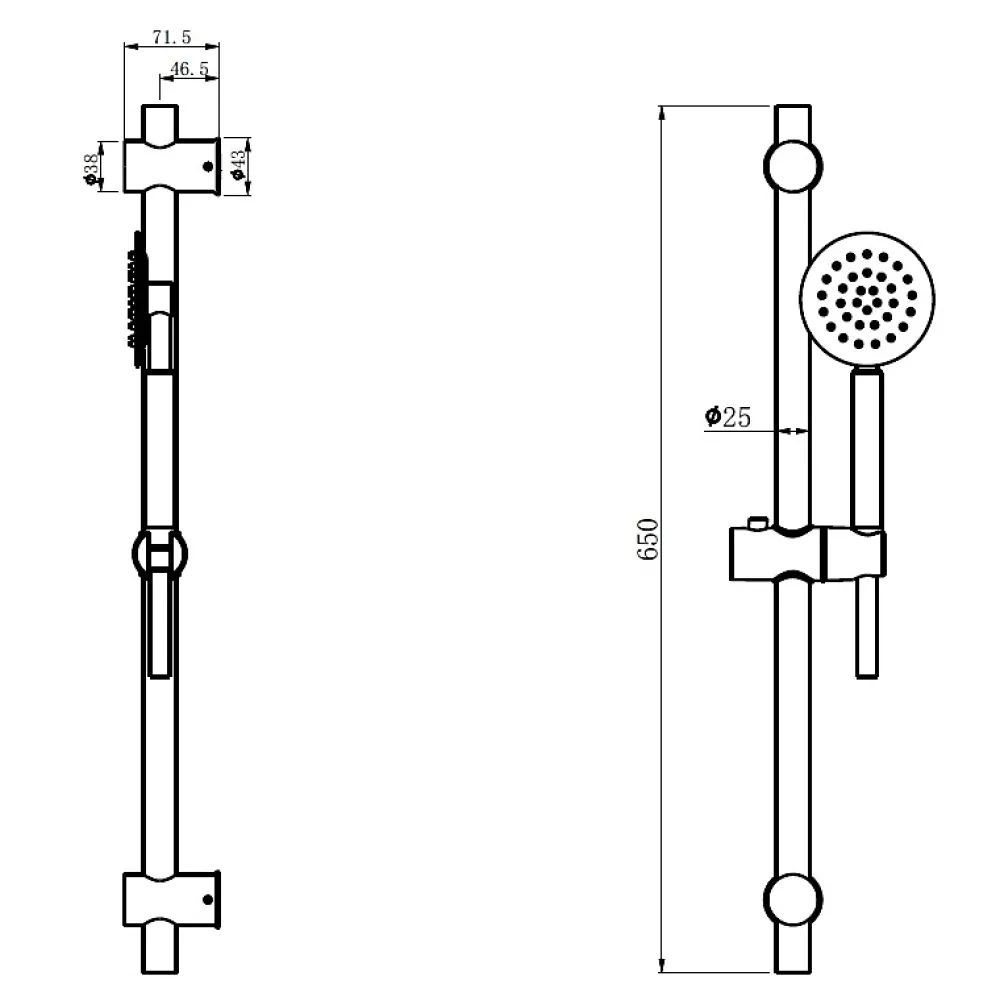Planète Bain Ensemble barre de douche inox brossé - douchette 1 jet - flexible 150 cm - Barre 65 cm - Alois