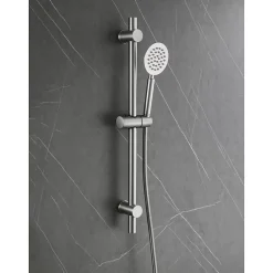 Planète Bain Ensemble barre de douche inox brossé - douchette 1 jet - flexible 150 cm - Barre 65 cm - Alois