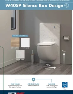 Wc Chimique Et Broyeur|Watermatic Ensemble bâti-support+habillage couleur enduit blanc +Sanibroyeur+cuvette+abattant W40 Silence PMR norme handicapés