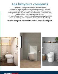 Watermatic Ensemble bâti-support+habillage couleur marbre blanc +Sanibroyeur+cuvette+abattant W40 Silence PMR norme handicapés