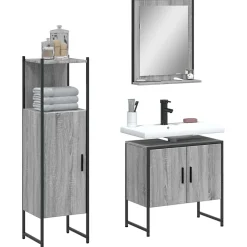 Meuble Wc|Vidaxl Ensemble d'armoires de salle de bain 3 pcs sonoma gris