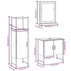 Meuble Wc|Vidaxl Ensemble d'armoires de salle de bain 3 pcs sonoma gris