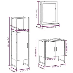 Meuble Wc|Vidaxl Ensemble d'armoires de salle de bain 3 pcs sonoma gris