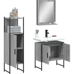 Meuble Wc|Vidaxl Ensemble d'armoires de salle de bain 3 pcs sonoma gris