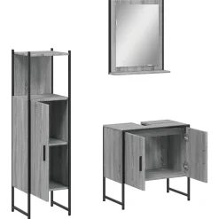 Meuble Wc|Vidaxl Ensemble d'armoires de salle de bain 3 pcs sonoma gris