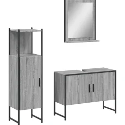Meuble Wc|Vidaxl Ensemble d'armoires de salle de bain 3 pcs sonoma gris