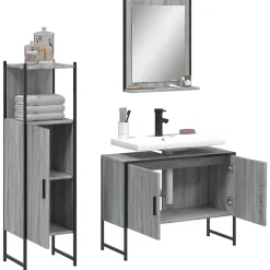 Meuble Wc|Vidaxl Ensemble d'armoires de salle de bain 3 pcs sonoma gris