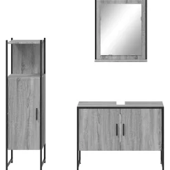 Meuble Wc|Vidaxl Ensemble d'armoires de salle de bain 3 pcs sonoma gris