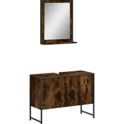 Meuble Wc|Vidaxl Ensemble d'armoires de salle de bain 2 pcs chêne fumé