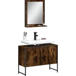 Meuble Wc|Vidaxl Ensemble d'armoires de salle de bain 2 pcs chêne fumé