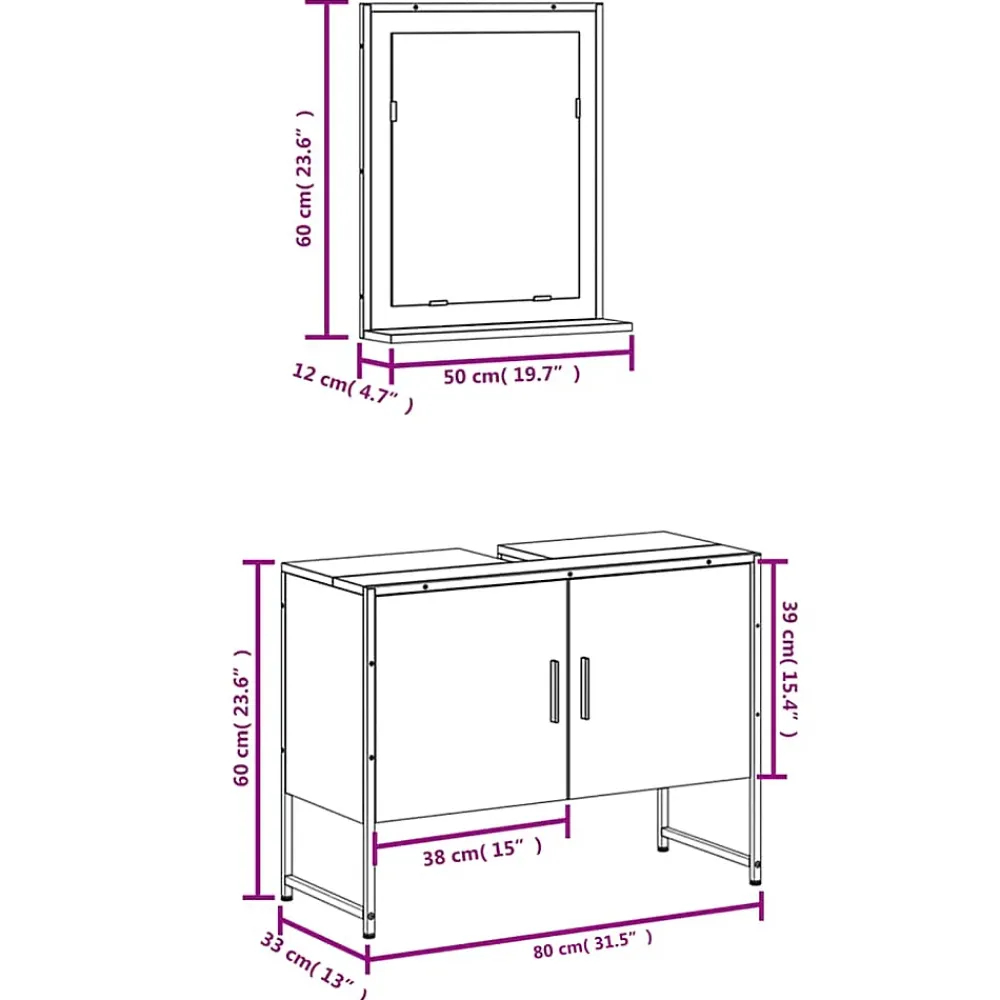 Meuble Wc|Vidaxl Ensemble d'armoires de salle de bain 2 pcs chêne fumé