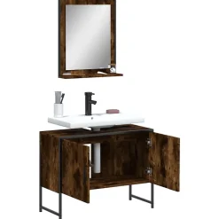 Meuble Wc|Vidaxl Ensemble d'armoires de salle de bain 2 pcs chêne fumé