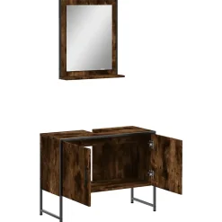 Meuble Wc|Vidaxl Ensemble d'armoires de salle de bain 2 pcs chêne fumé