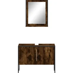Meuble Wc|Vidaxl Ensemble d'armoires de salle de bain 2 pcs chêne fumé