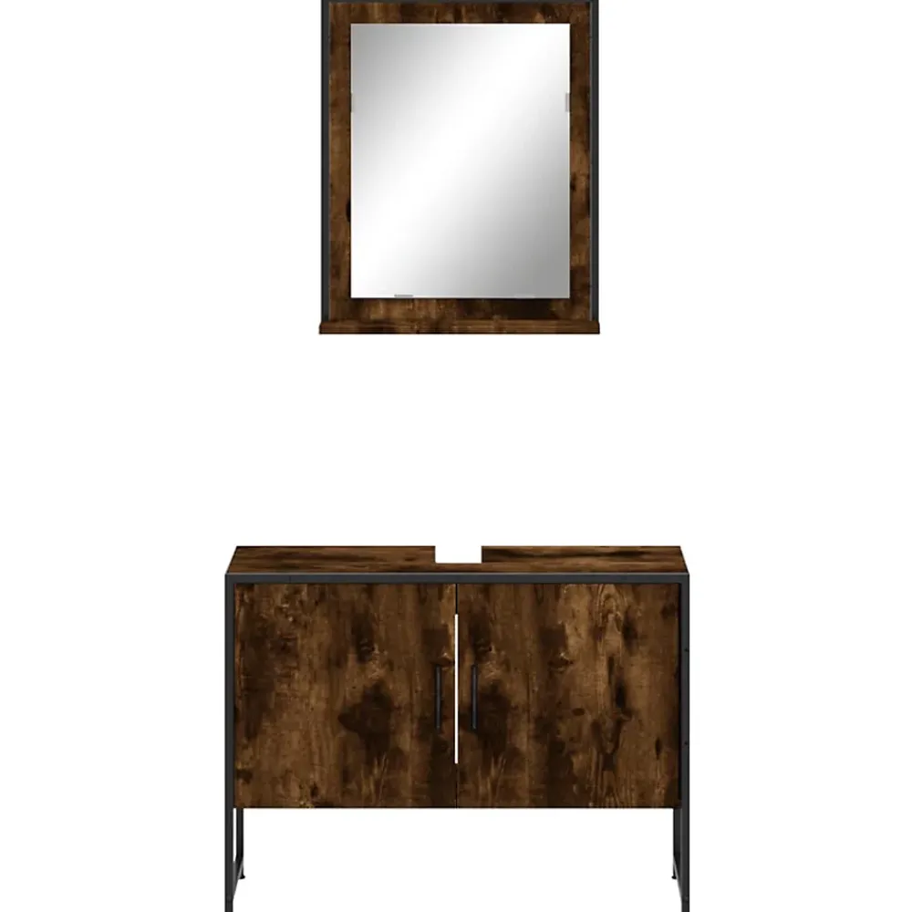 Meuble Wc|Vidaxl Ensemble d'armoires de salle de bain 2 pcs chêne fumé