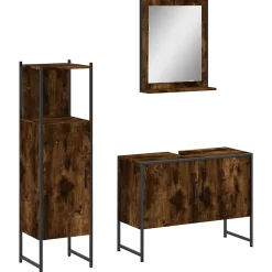 Meuble Wc|Vidaxl Ensemble d'armoires de salle de bain 3 pcs chêne fumé