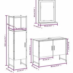 Meuble Wc|Vidaxl Ensemble d'armoires de salle de bain 3 pcs chêne fumé