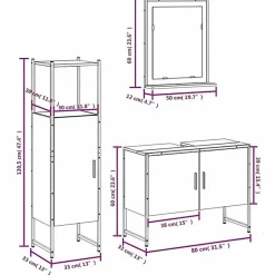 Meuble Wc|Vidaxl Ensemble d'armoires de salle de bain 3 pcs chêne fumé