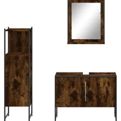 Meuble Wc|Vidaxl Ensemble d'armoires de salle de bain 3 pcs chêne fumé