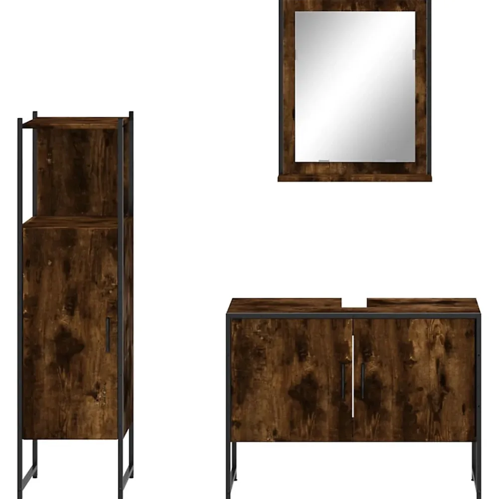 Meuble Wc|Vidaxl Ensemble d'armoires de salle de bain 3 pcs chêne fumé