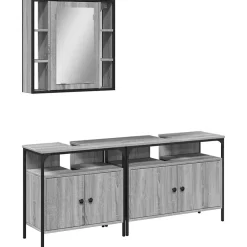 Vidaxl Ensemble d'armoires de salle de bain 3 pcs sonoma gris
