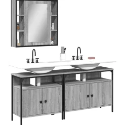 Vidaxl Ensemble d'armoires de salle de bain 3 pcs sonoma gris