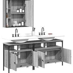 Vidaxl Ensemble d'armoires de salle de bain 3 pcs sonoma gris