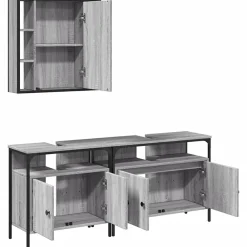 Vidaxl Ensemble d'armoires de salle de bain 3 pcs sonoma gris