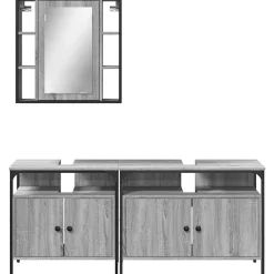 Vidaxl Ensemble d'armoires de salle de bain 3 pcs sonoma gris