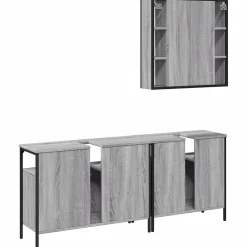 Vidaxl Ensemble d'armoires de salle de bain 3 pcs sonoma gris