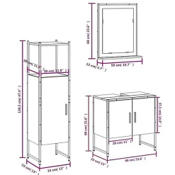 Vidaxl Ensemble d'armoires de salle de bain 3 pcs chêne fumé