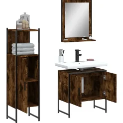 Vidaxl Ensemble d'armoires de salle de bain 3 pcs chêne fumé