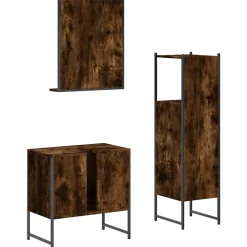 Vidaxl Ensemble d'armoires de salle de bain 3 pcs chêne fumé