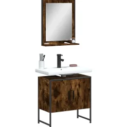 Vidaxl Ensemble d'armoires de salle de bain 2 pcs chêne fumé