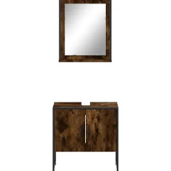 Vidaxl Ensemble d'armoires de salle de bain 2 pcs chêne fumé
