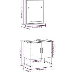 Vidaxl Ensemble d'armoires de salle de bain 2 pcs sonoma gris