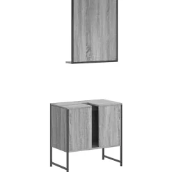Vidaxl Ensemble d'armoires de salle de bain 2 pcs sonoma gris