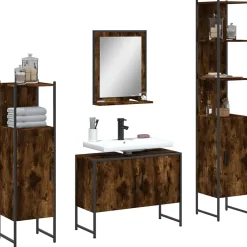 Vidaxl Ensemble d'armoires de salle de bain 4 pcs chêne fumé