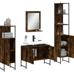 Vidaxl Ensemble d'armoires de salle de bain 4 pcs chêne fumé