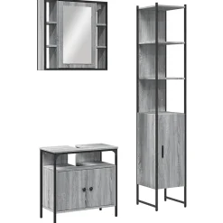 Vidaxl Ensemble d'armoires de salle de bain 3 pcs sonoma gris