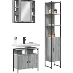Vidaxl Ensemble d'armoires de salle de bain 3 pcs sonoma gris