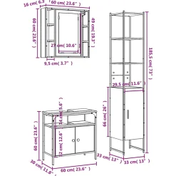 Vidaxl Ensemble d'armoires de salle de bain 3 pcs sonoma gris